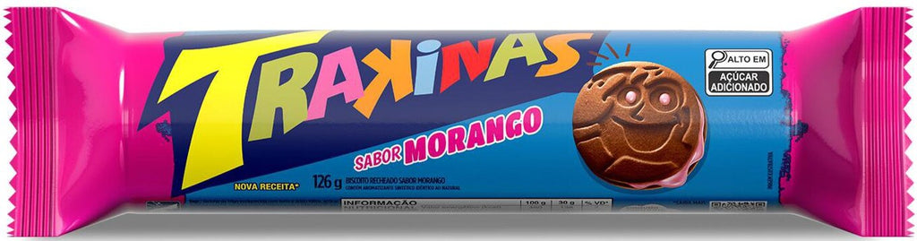 Biscoito Recheado Trakinas Morango 126g