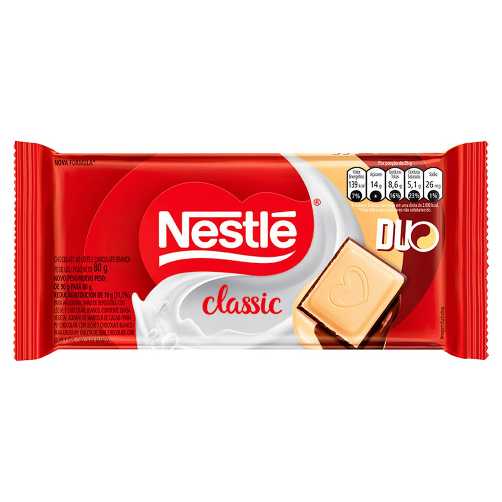 Chocolate Nestlé Classic ao Leite Branco Duo 80g