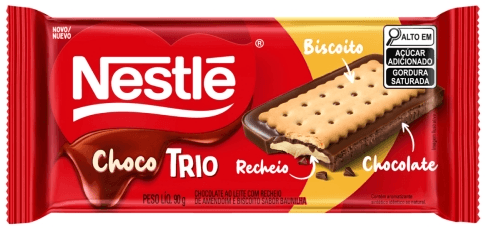 Barra de Chocolate Nestlé Choco trio com recheio de amendoim 90g